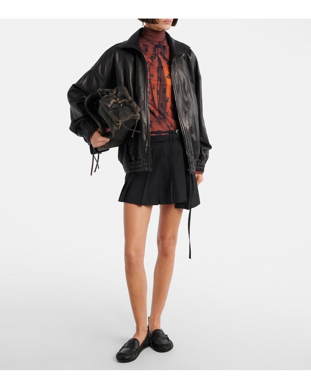 Acne Black Leather Penny Loafers