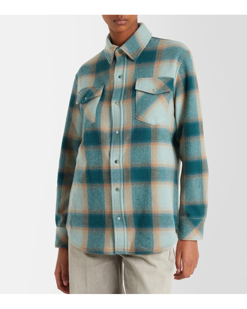 God's True Cashmere Green Checked Cashmere Overshirt