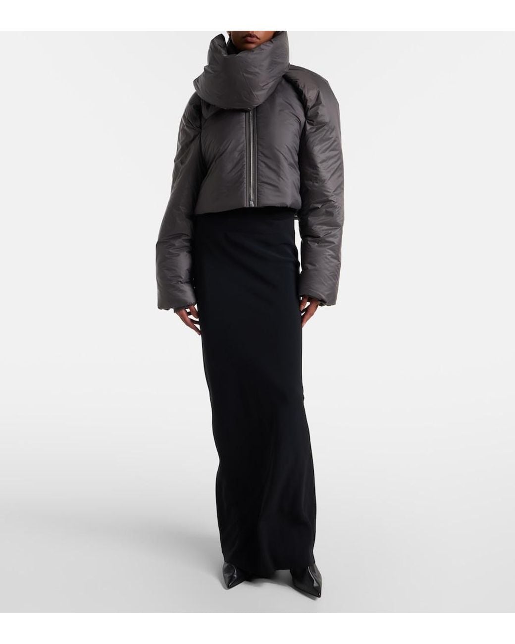 Rick Owens Gray Convertible Puffer Jacket