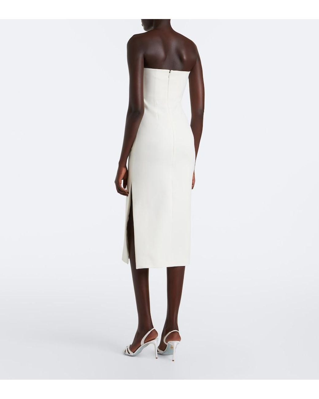 Safiyaa White Bridal Aerine Crepe Cocktail Dress