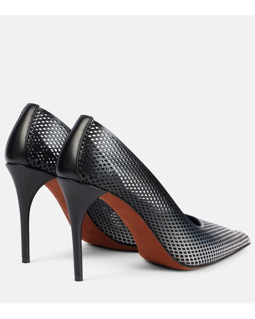 Alaïa Black 90 Ombre Leather Mesh Pumps