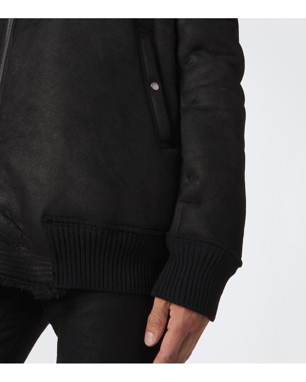 Rick Owens Black Hollywood Flight Leather Jacket for men