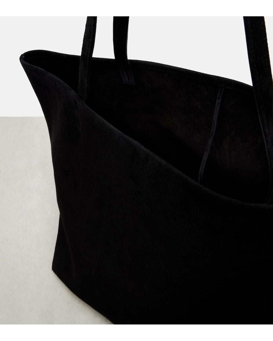 The Row Black Park Three Edge Suede Tote Bag