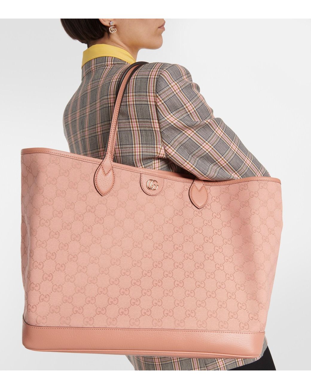 Gucci Ophidia GG Large Canvas Tote Bag in Pink | Lyst