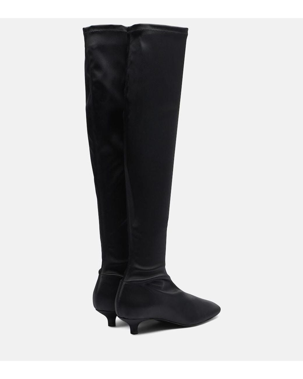 Totême Black Satin Knee-High Boots