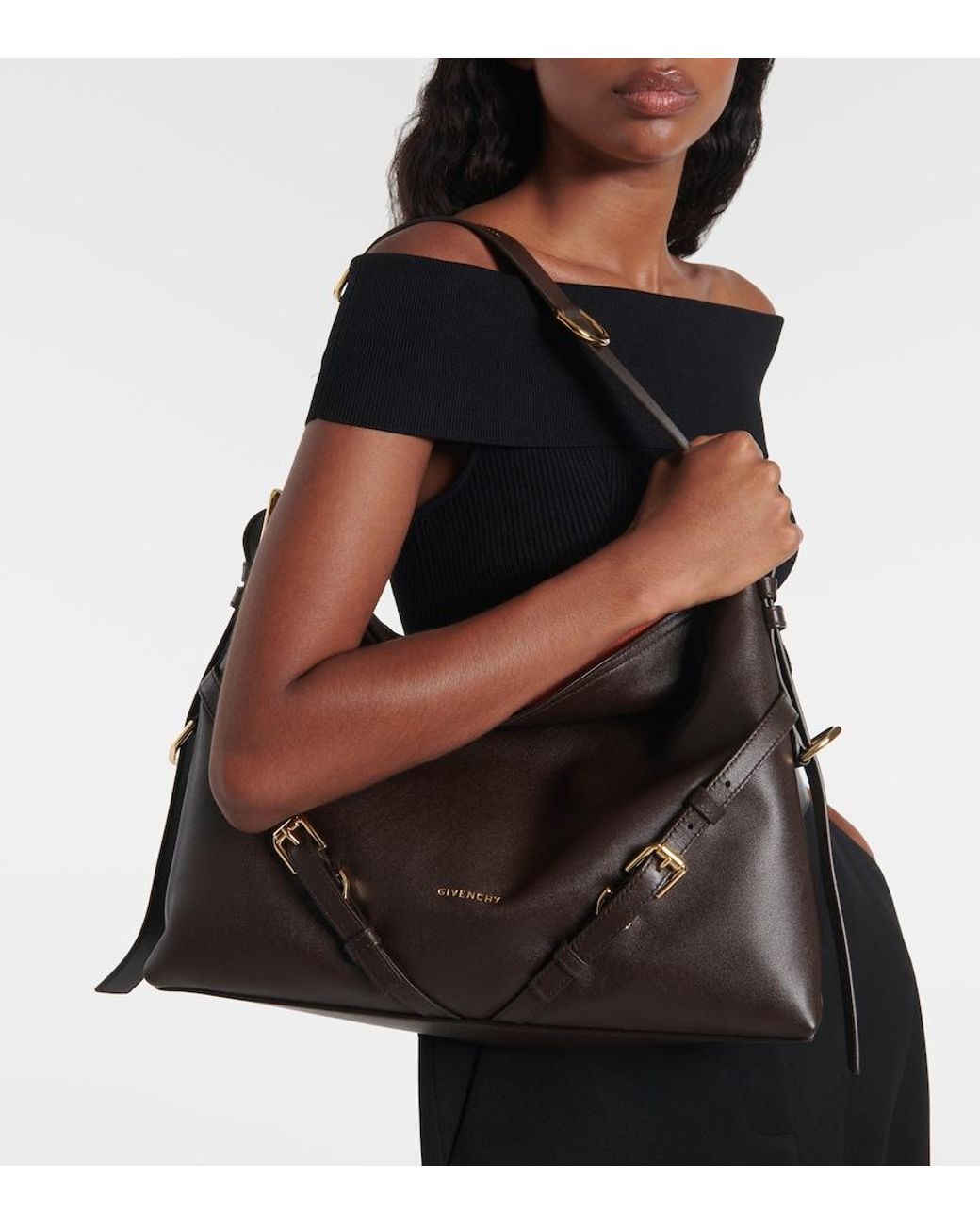Givenchy Brown Voyou Medium Leather Shoulder Bag