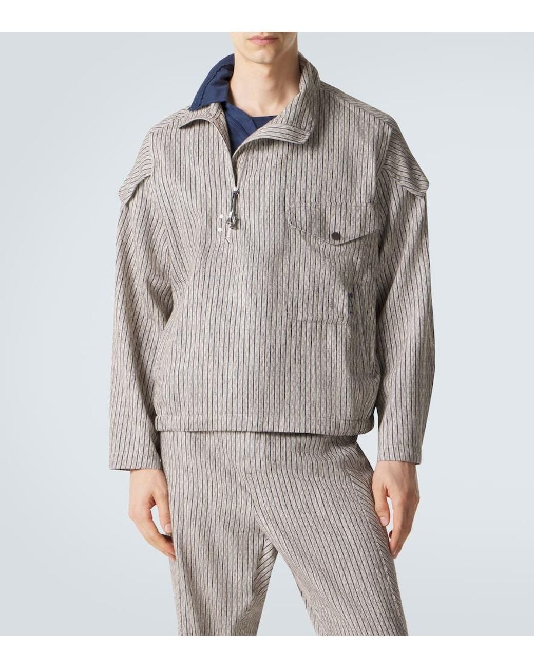 Kiko Kostadinov Gray Farkas Cotton And Linen-Blend Jacket for men