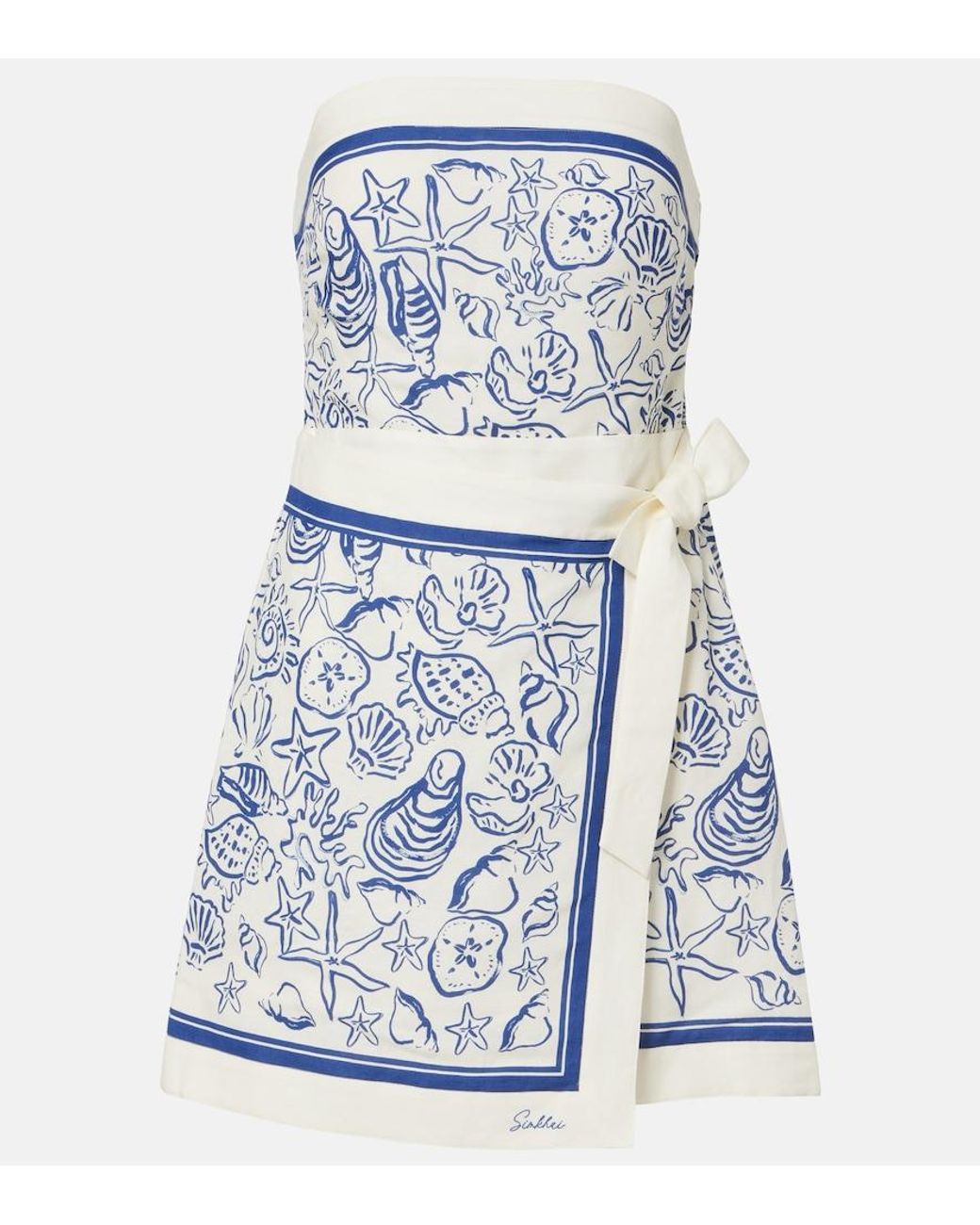 Jonathan Simkhai Blue Darbie Printed Linen-Blend Minidress