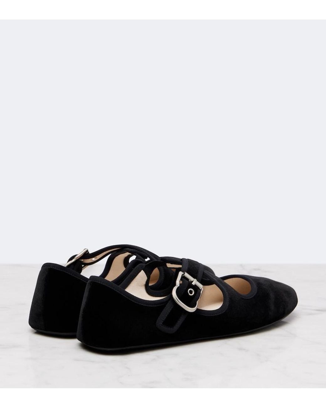 Alaïa Black Suede Criss-Cross Ballet Flats
