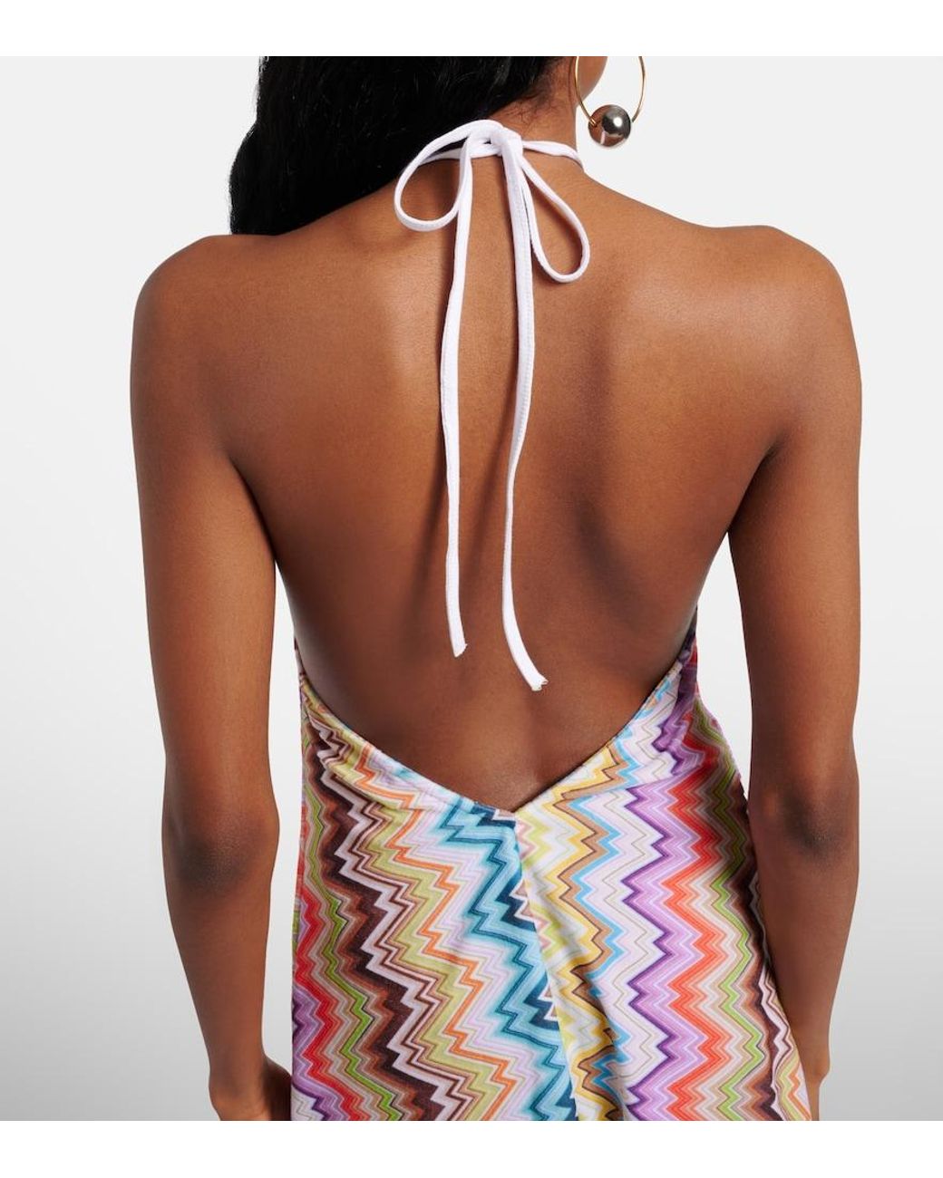 Missoni Blue Zigzag Open-Back Minidress