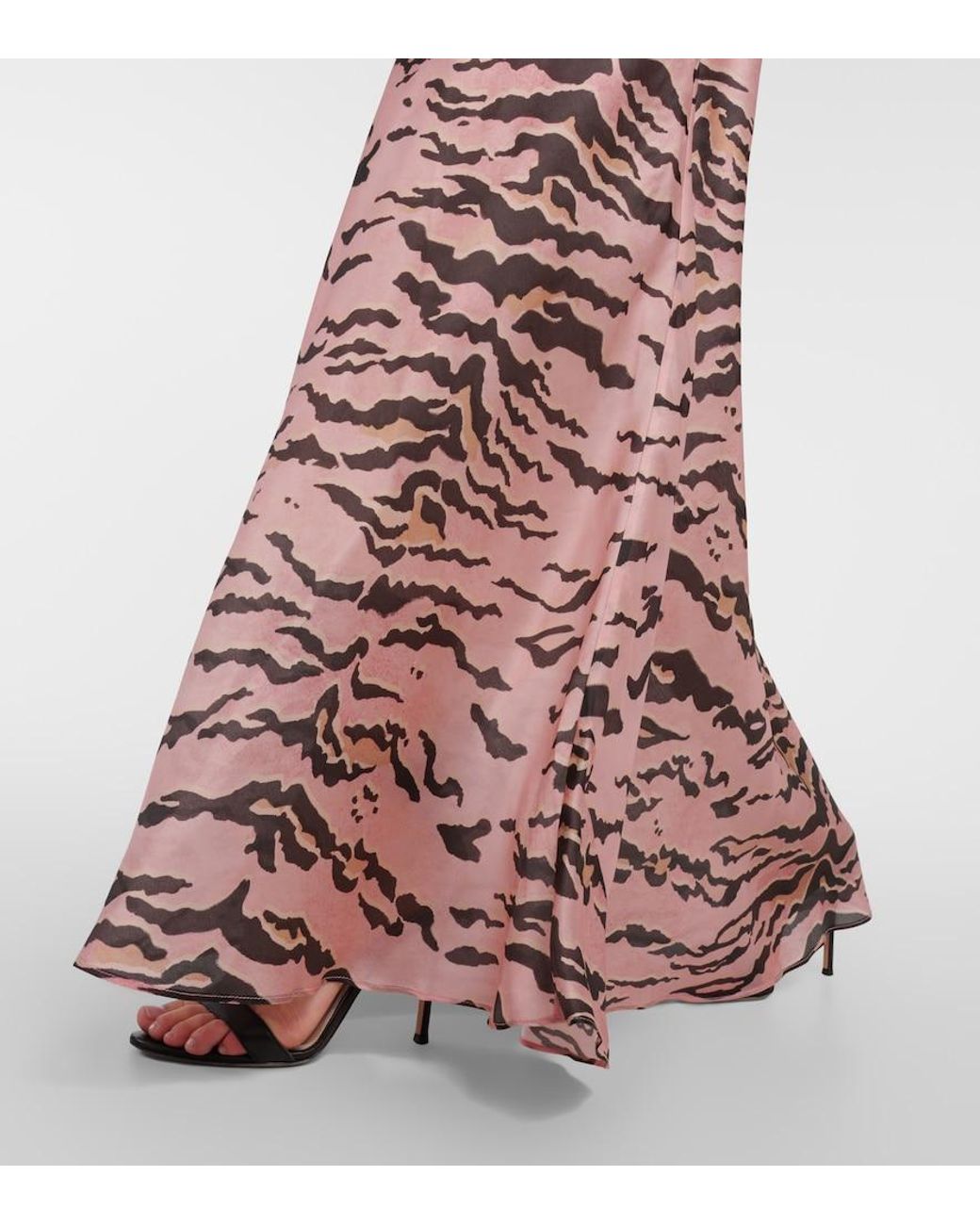 Zimmermann Pink Matchmaker Tiger-Print Silk Maxi Skirt