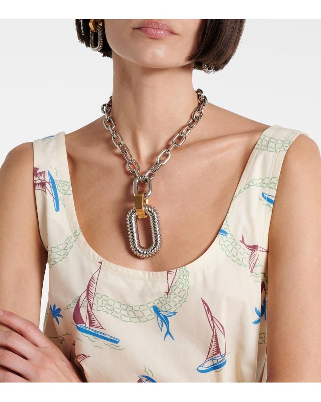 Rabanne White Printed Cotton Minidress