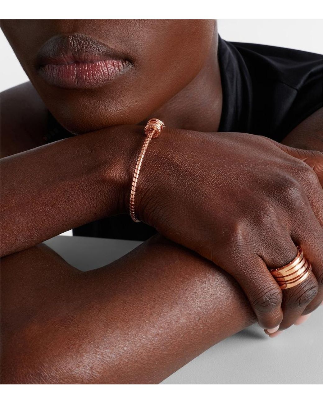 BVLGARI Metallic B.Zero1 Tubogas 18Kt Rose Bangle