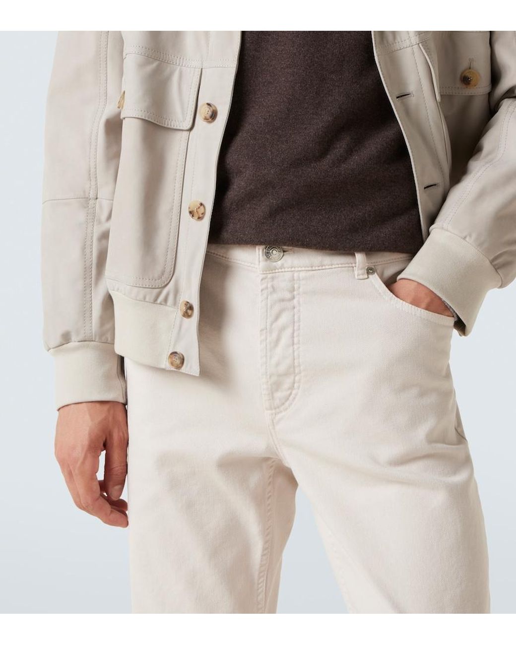 Brunello Cucinelli Natural Mid-Rise Slim Jeans for men
