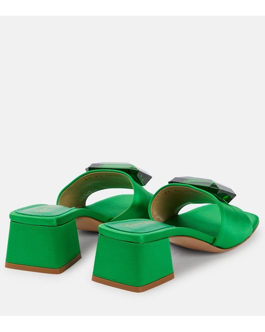 Gianvito Rossi Green Jaipur Slide Embellished Satin Sandals
