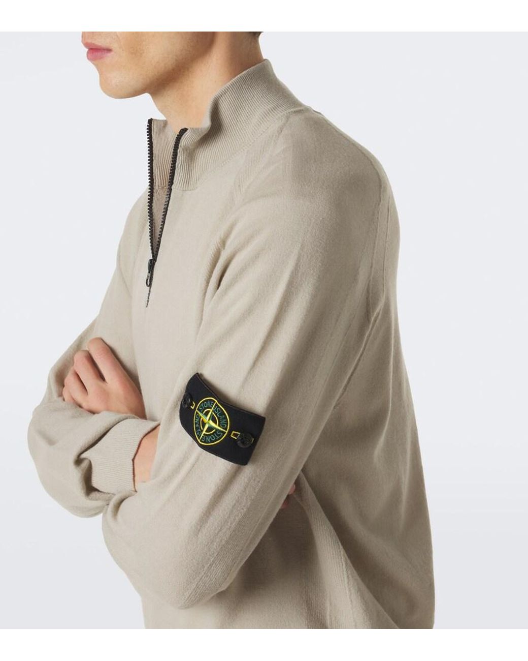 Stone Island Natural Compass Wool-Blend Zip-Up Sweater for men