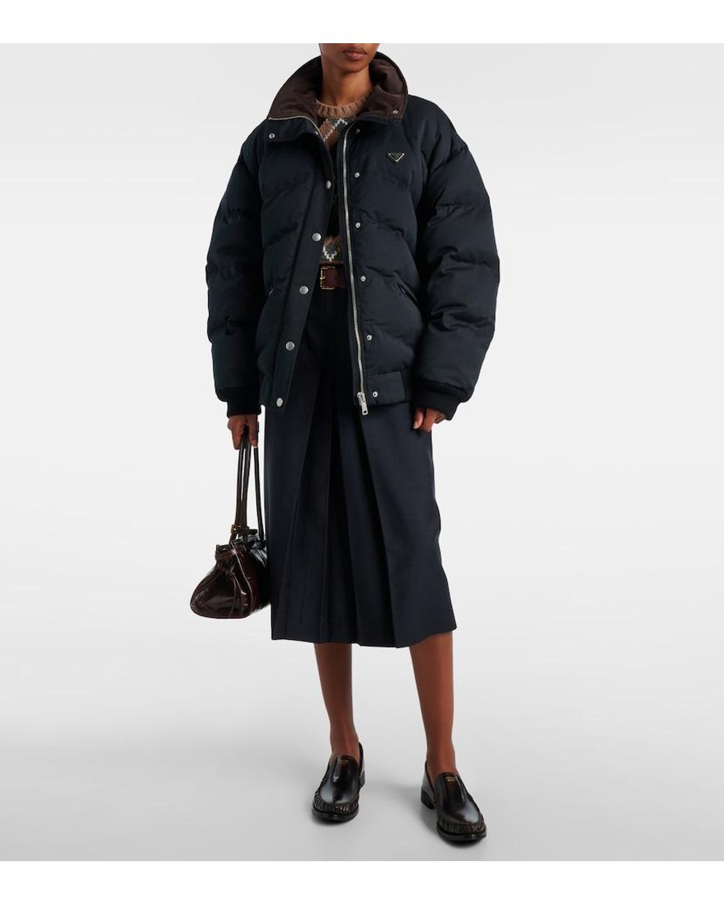 Prada Blue Logo Down Jacket