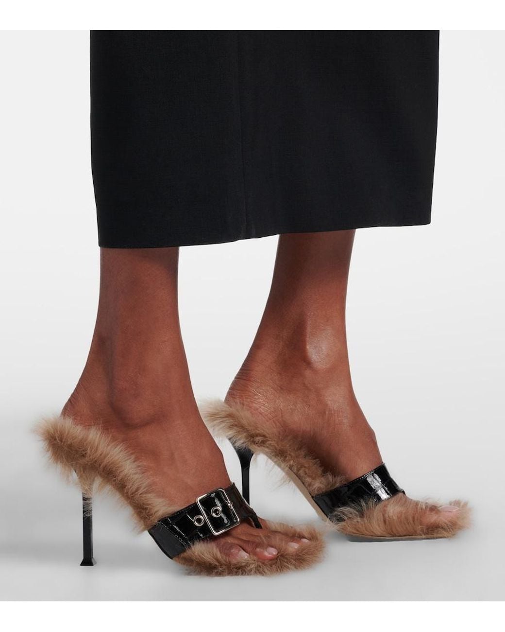 Christen Black Helix 95 Croc-Effect Leather Thong Sandals