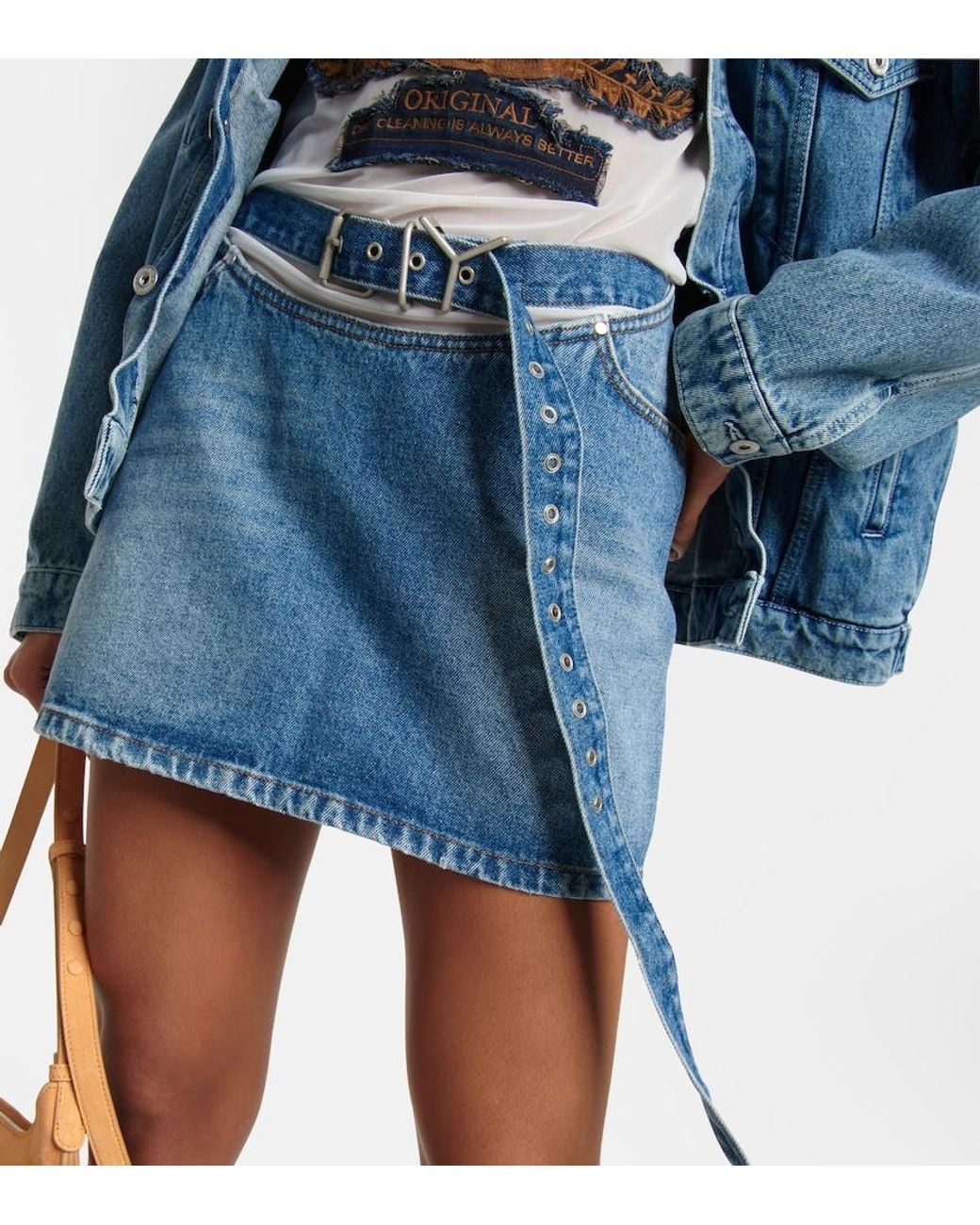 Y. Project Blue Cut-out Denim Miniskirt