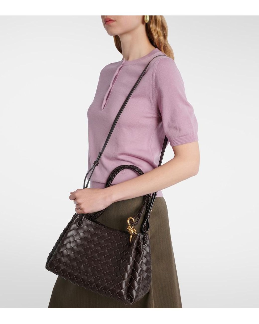 Bottega Veneta Black Parachute Medium Intrecciato Leather Tote Bag