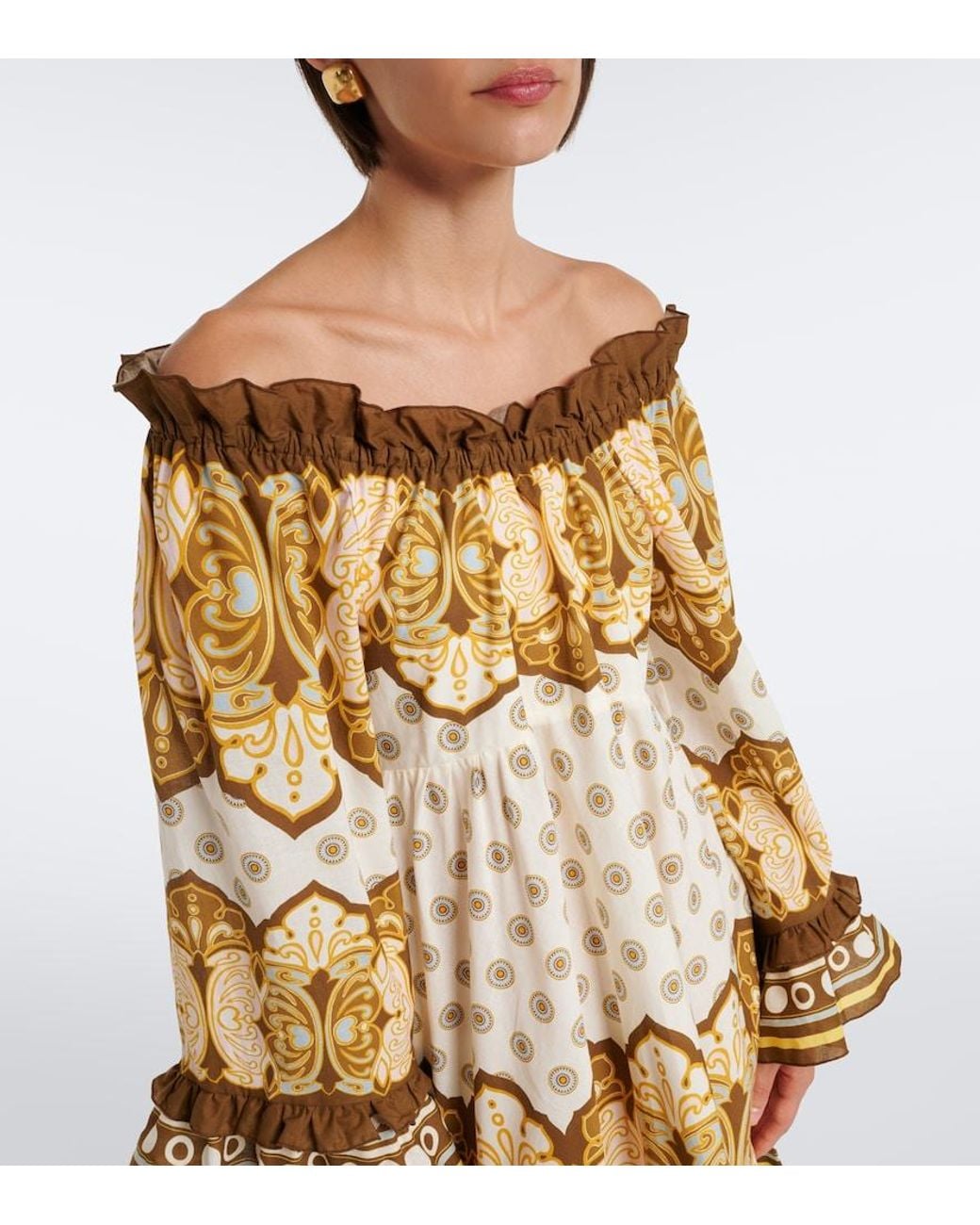 LaDoubleJ Metallic Placee Printed Cotton Minidress