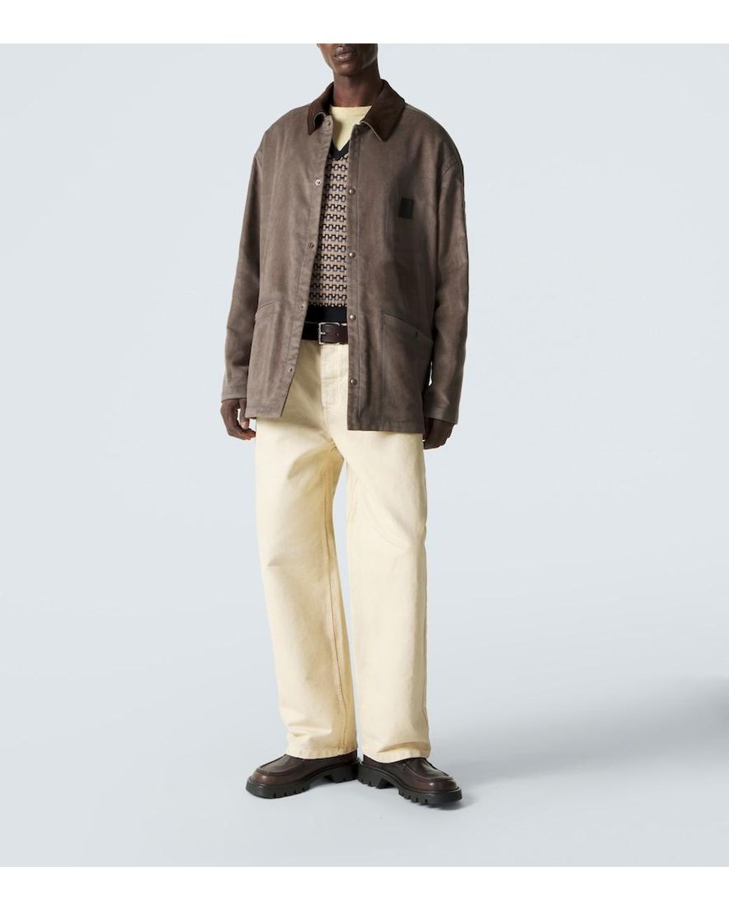 Loewe Brown Suede-Trimmed Jacket for men