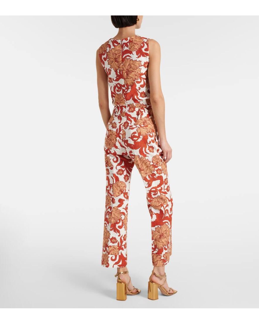 LaDoubleJ Red Hendrix Jacquard High-Rise Cotton Straight Pants