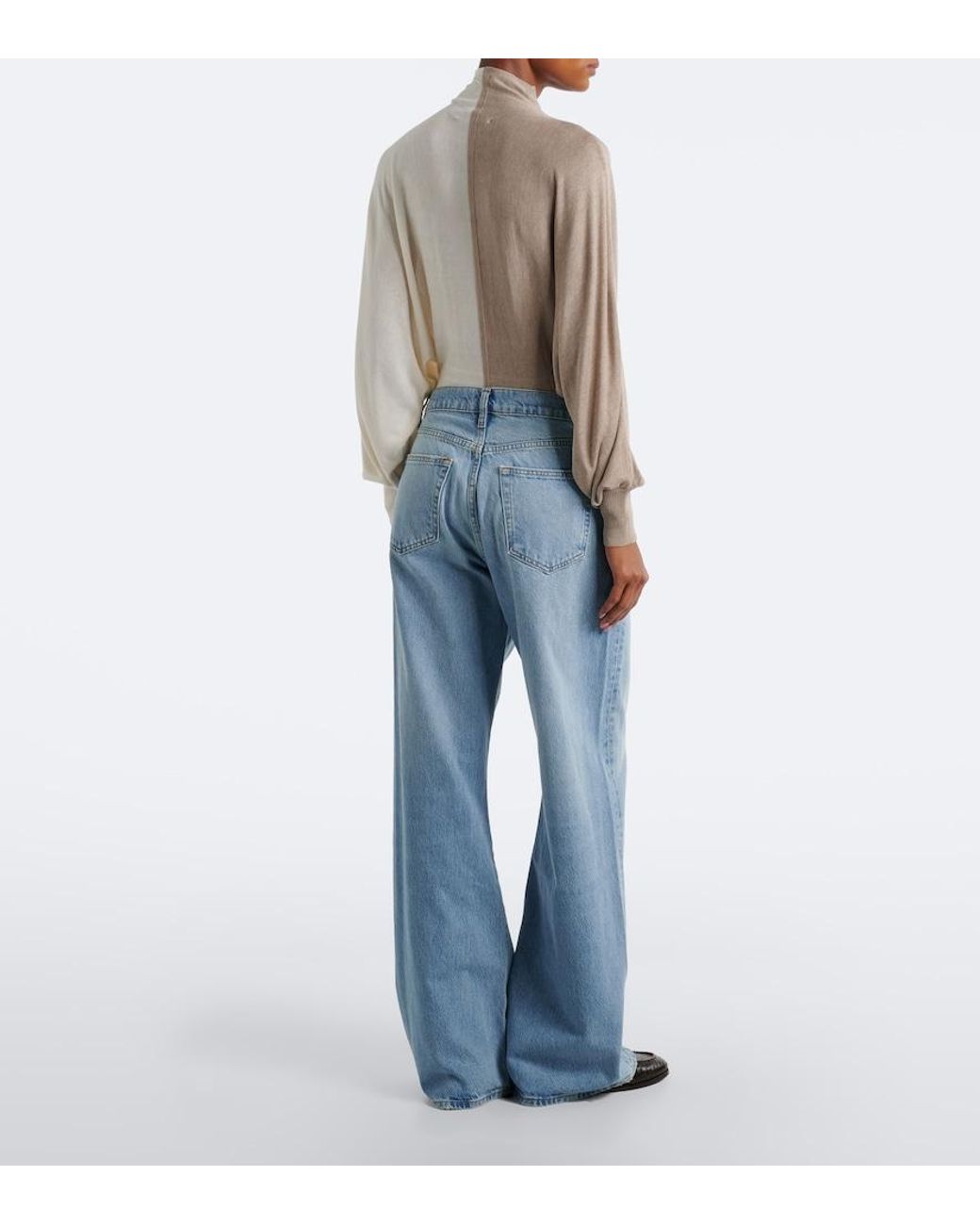 FRAME Blue Crossover Wide-Leg Jeans