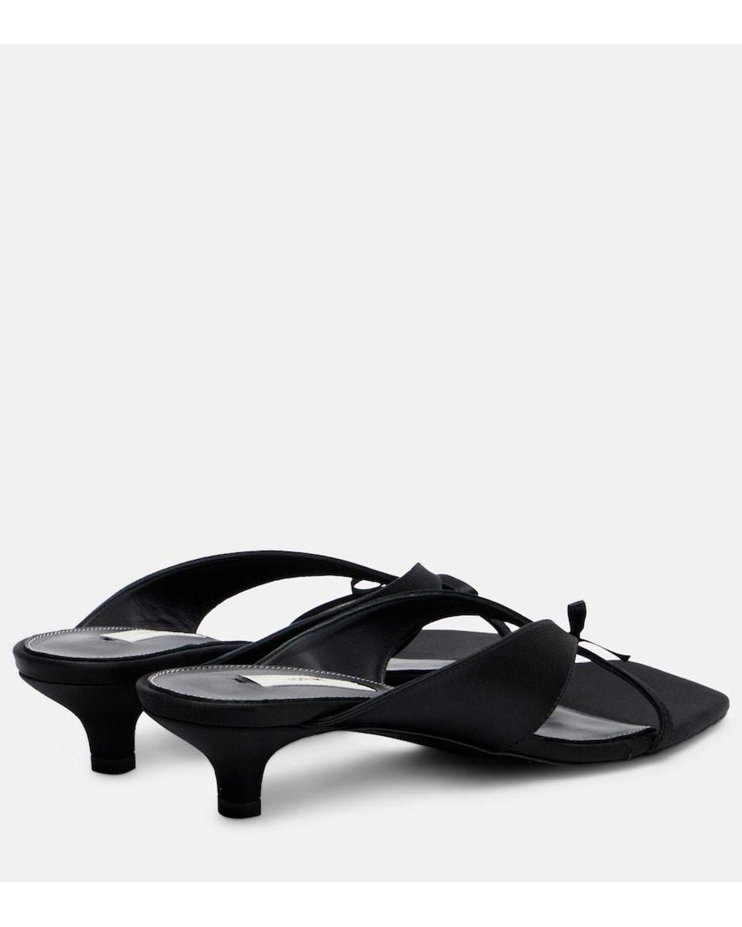 Totême Black Bow-Detail Satin Mules