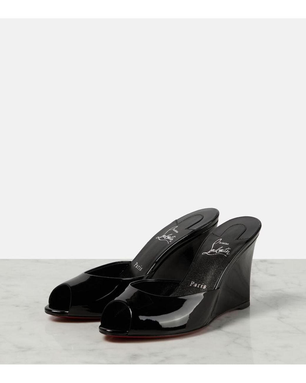 Christian Louboutin Black Me Dolly Zeppa Patent Leather Sandals