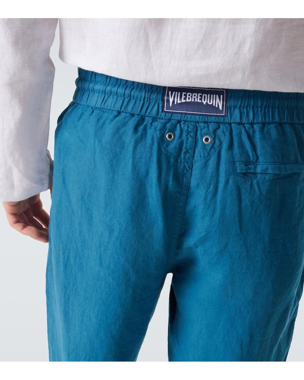 Vilebrequin Blue Linen Tapered Pants for men