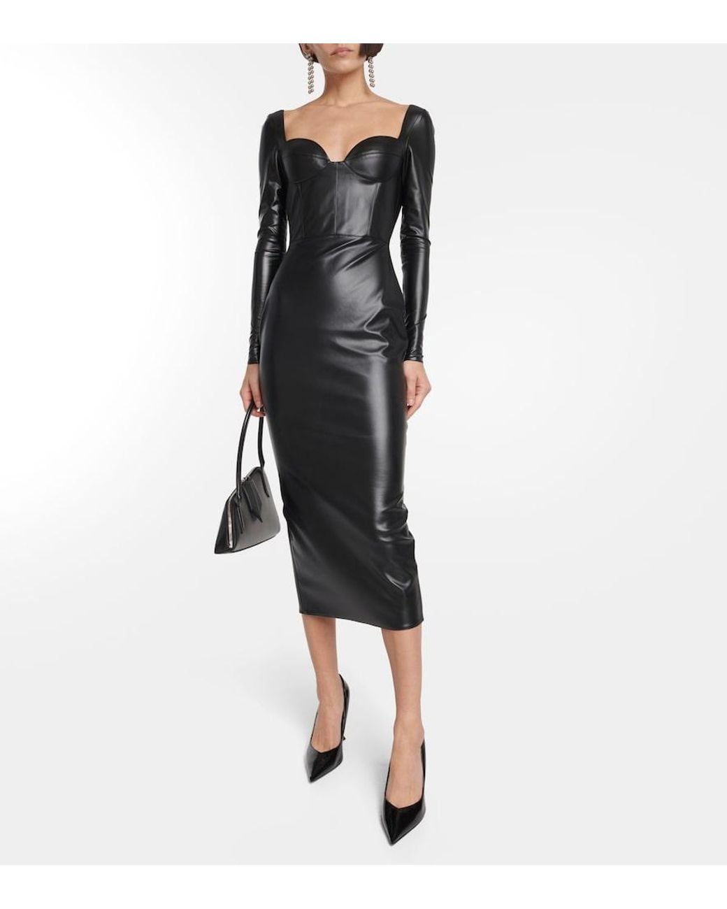 Alex Perry Black Blade Sweetheart Midi Dress