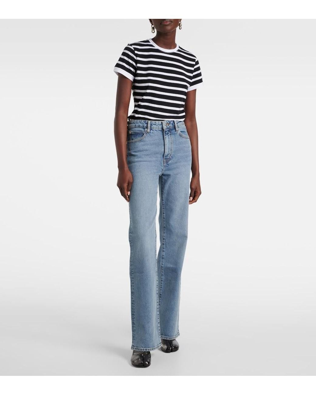 FRAME Blue Arrow High-Rise Flared Jeans