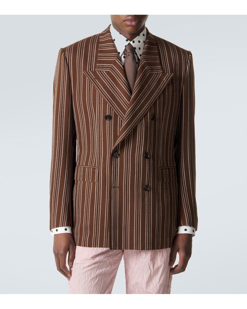 Dolce & Gabbana Brown Striped Blazer for men