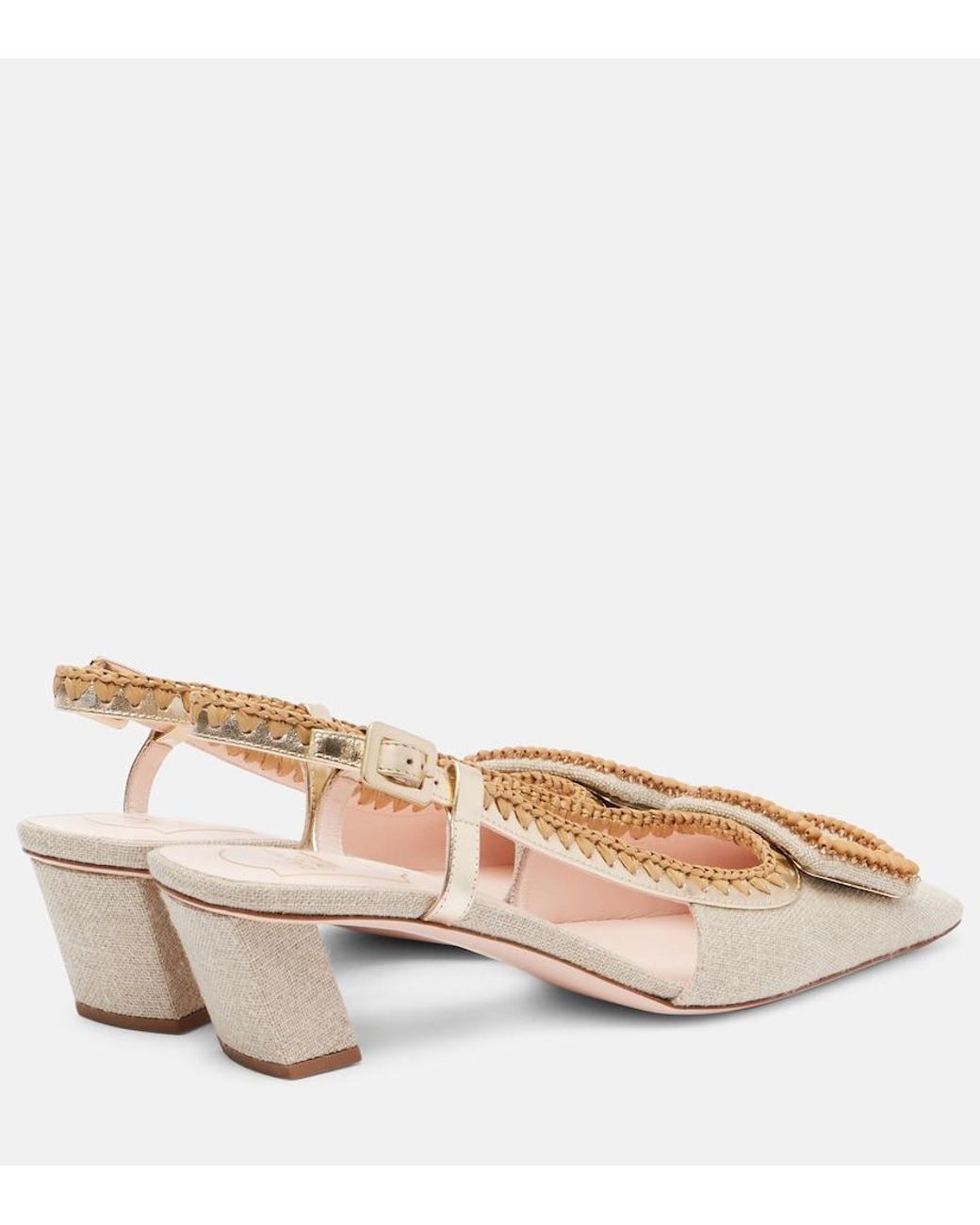 Roger Vivier Natural Belle Vivier Embellished Slingback Pumps