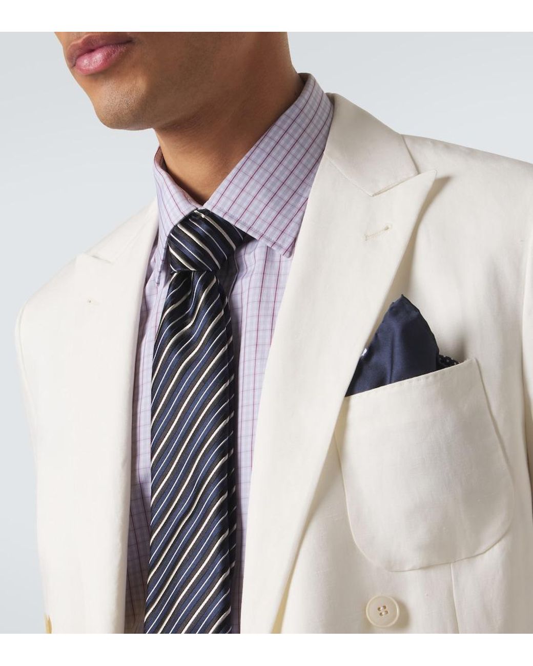Charvet Blue Striped Silk Jacquard Tie for men