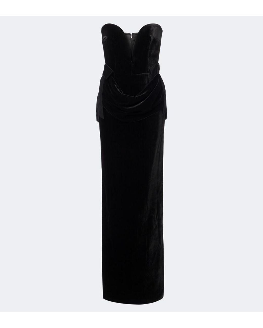 The New Arrivals Ilkyaz Ozel Black Delphis Velvet Bustier Gown