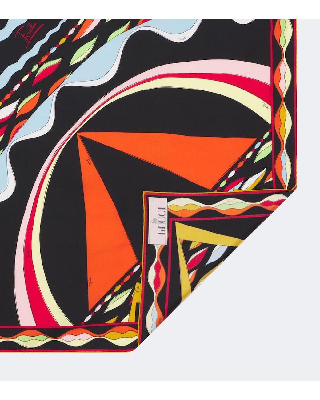 Emilio Pucci Black Fiamme And Nawaho Silk Twill Scarf
