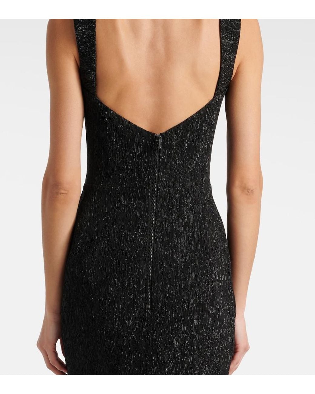 Maticevski Black Singular Open-Back Lame Cocktail Dress