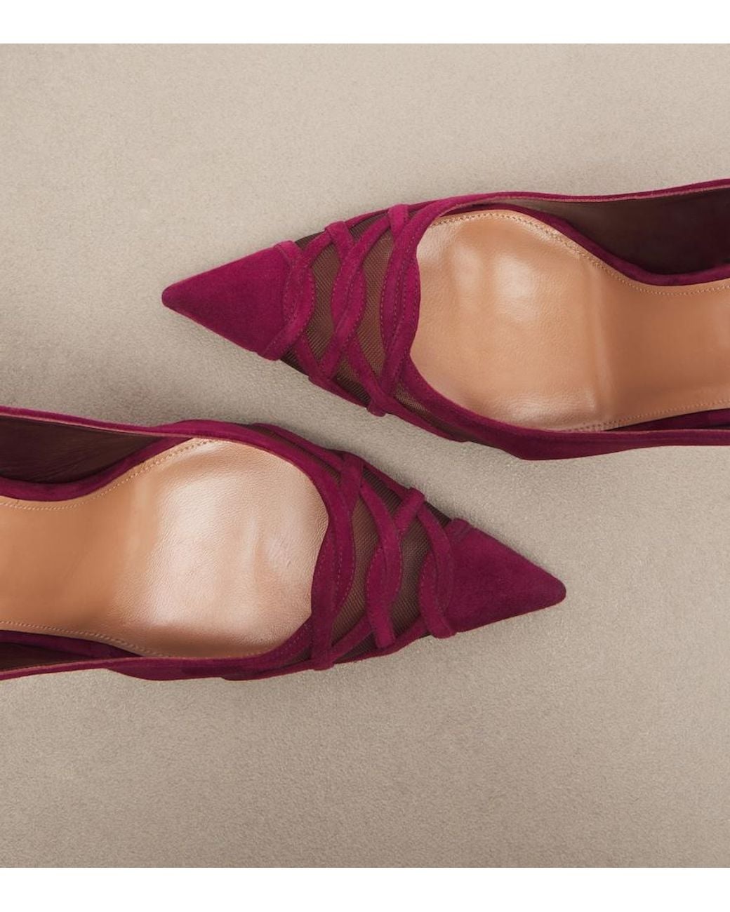 Aquazzura Pink Perfect Match Suede Slingback Pumps