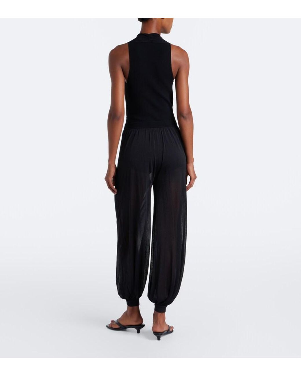 Jonathan Simkhai Black Flora Sheer Knit Balloon Pants