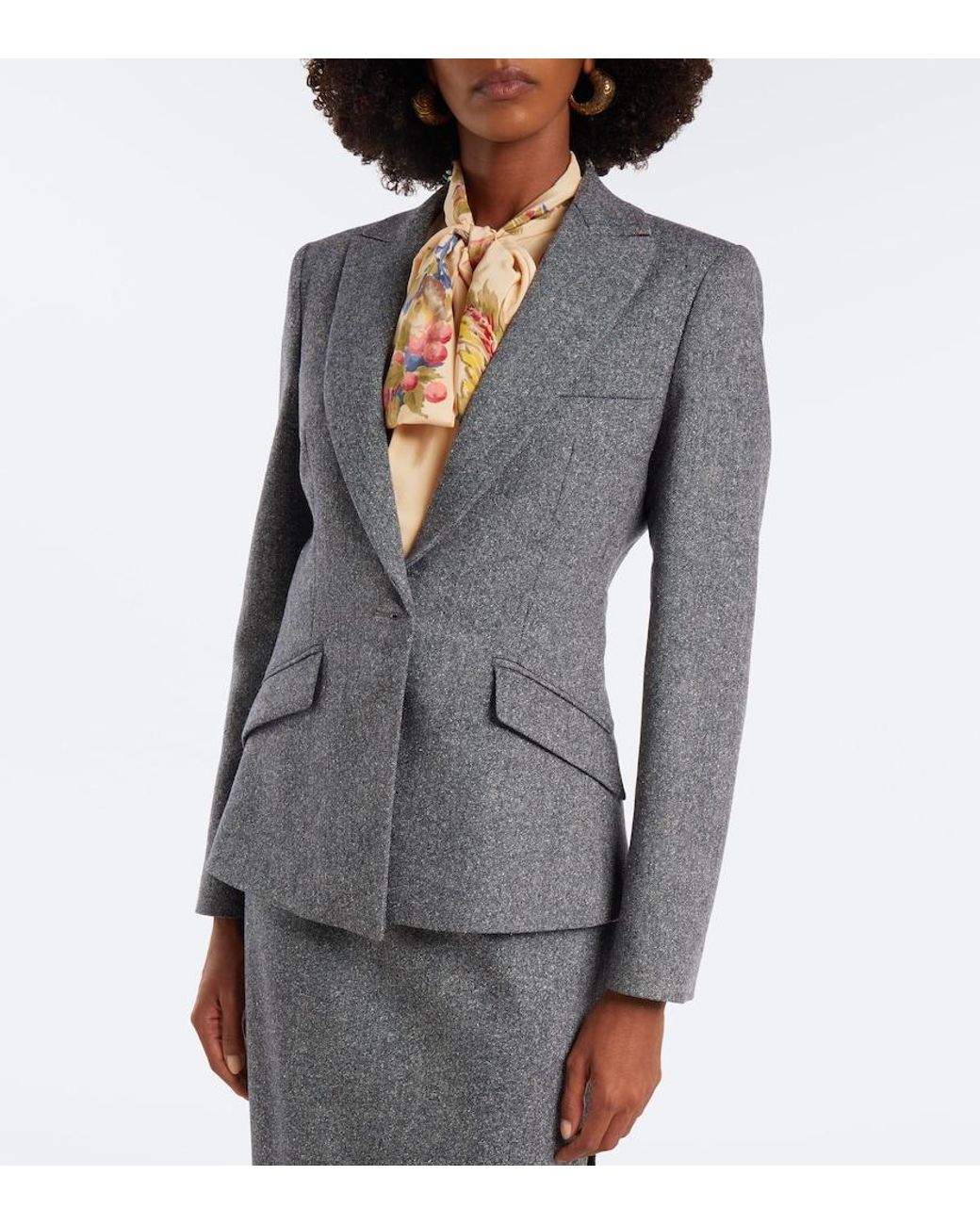 Etro Blue Wool And Silk-Blend Blazer