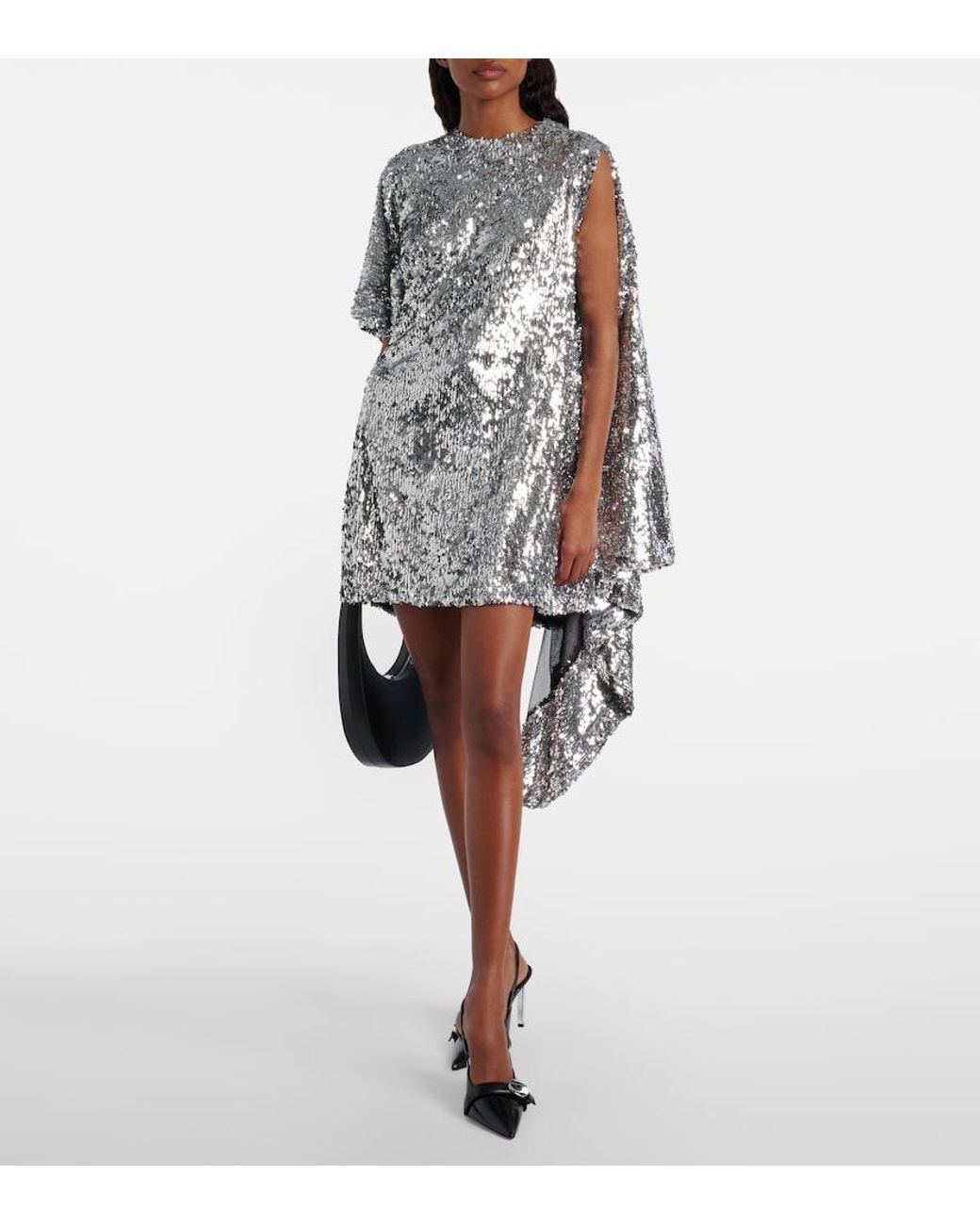 Coperni Gray Zero Waste Draped Sequined Minidress