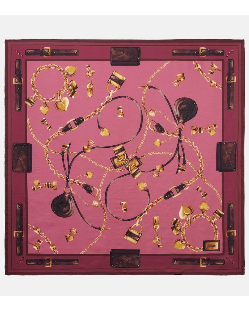 Chloé Pink Paddington Silk Scarf