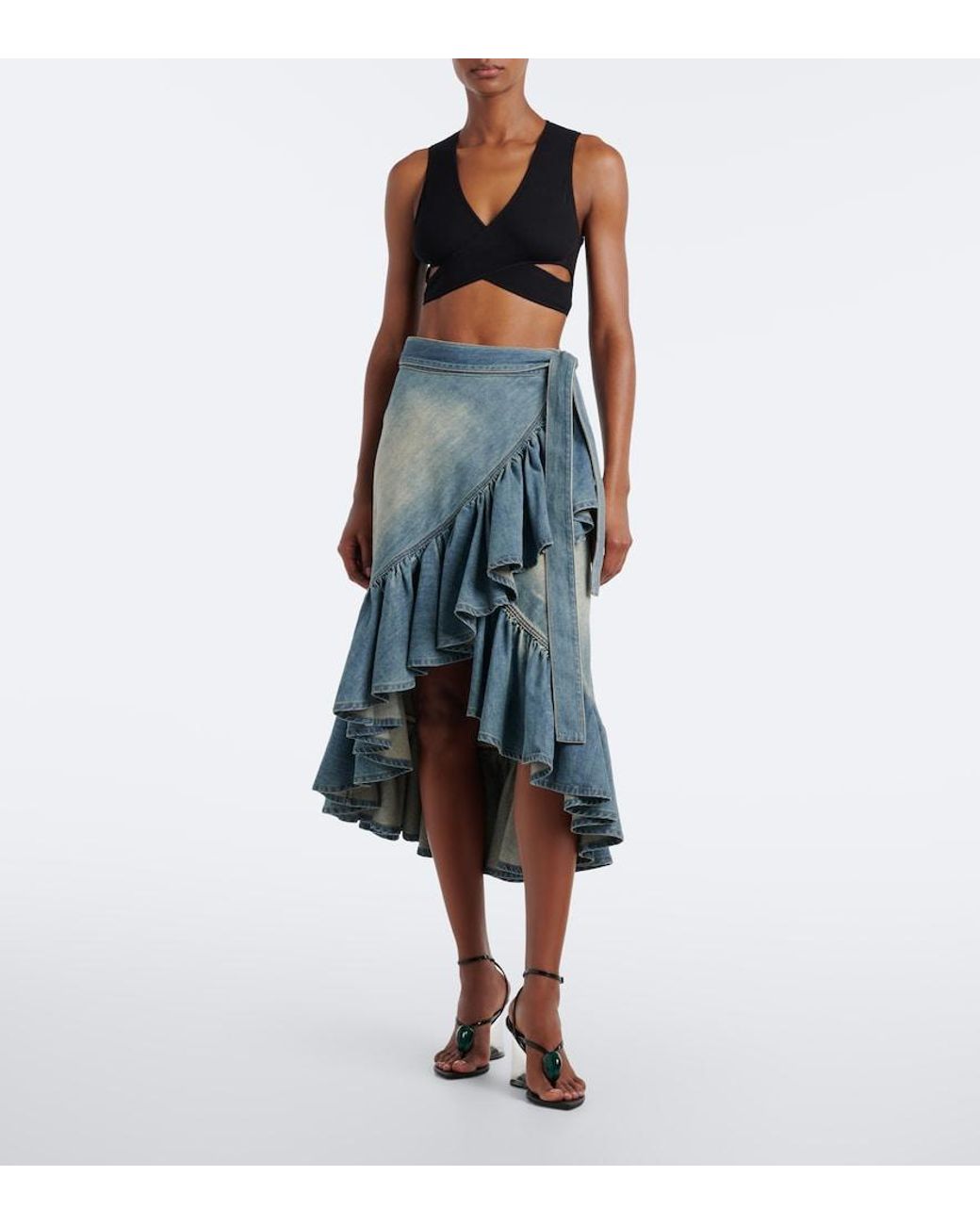 Alaïa Black Ribbed-Knit Jersey Crop Top