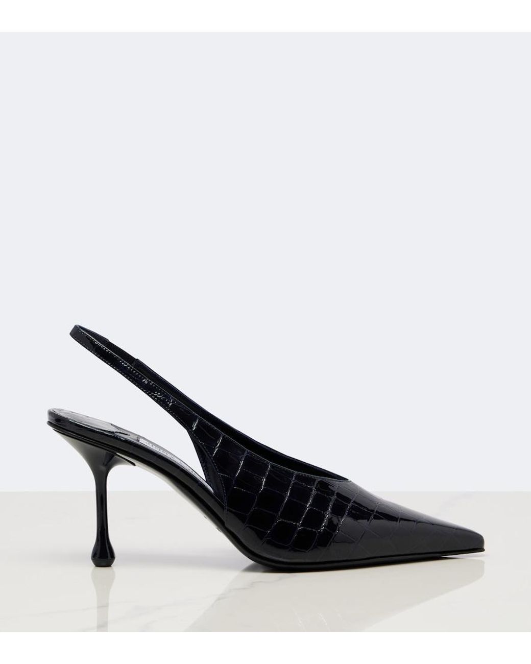 Jimmy Choo Blue Isa Croc-Effect Leather Slingback Pumps