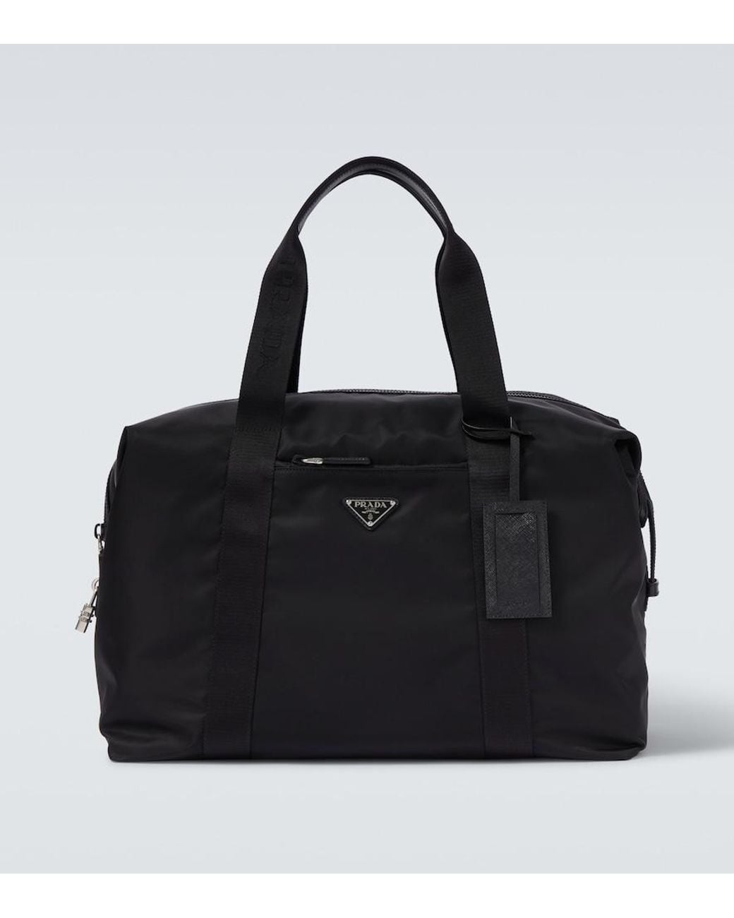 Prada Black Re-Nylon Leather-Trimmed Duffel Bag for men