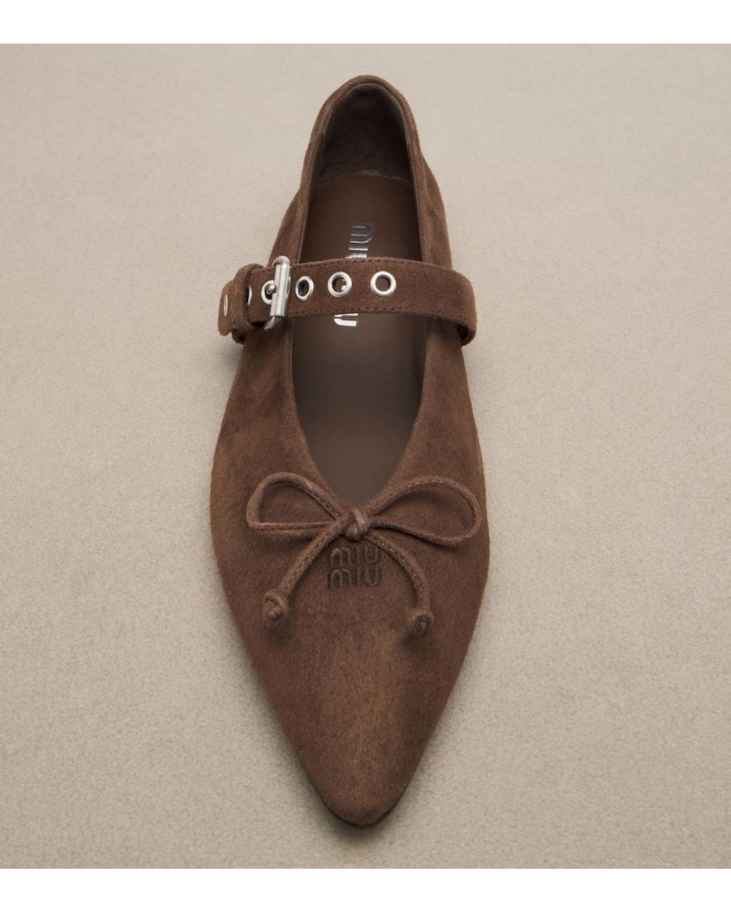 Miu Miu Brown Suede Ballet Flats