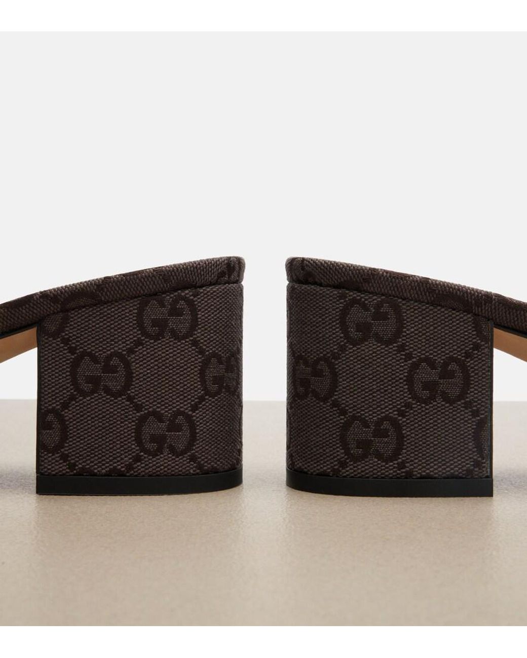 Gucci Black Horsebit Gg Canvas Mules