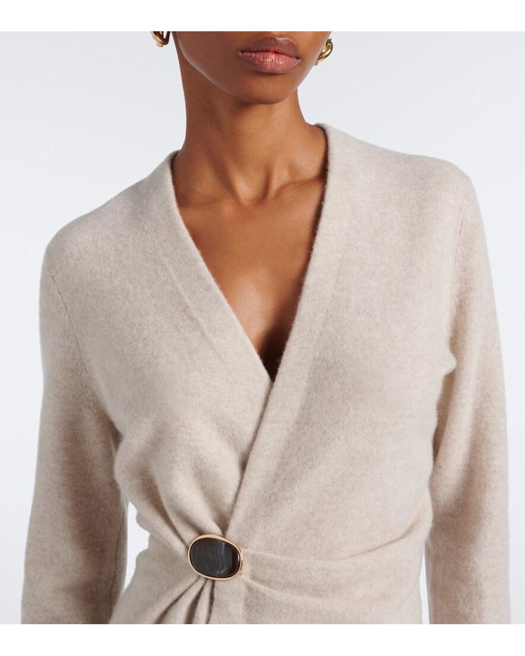 Vince Natural Gathered Wool And Cashmere Sweater